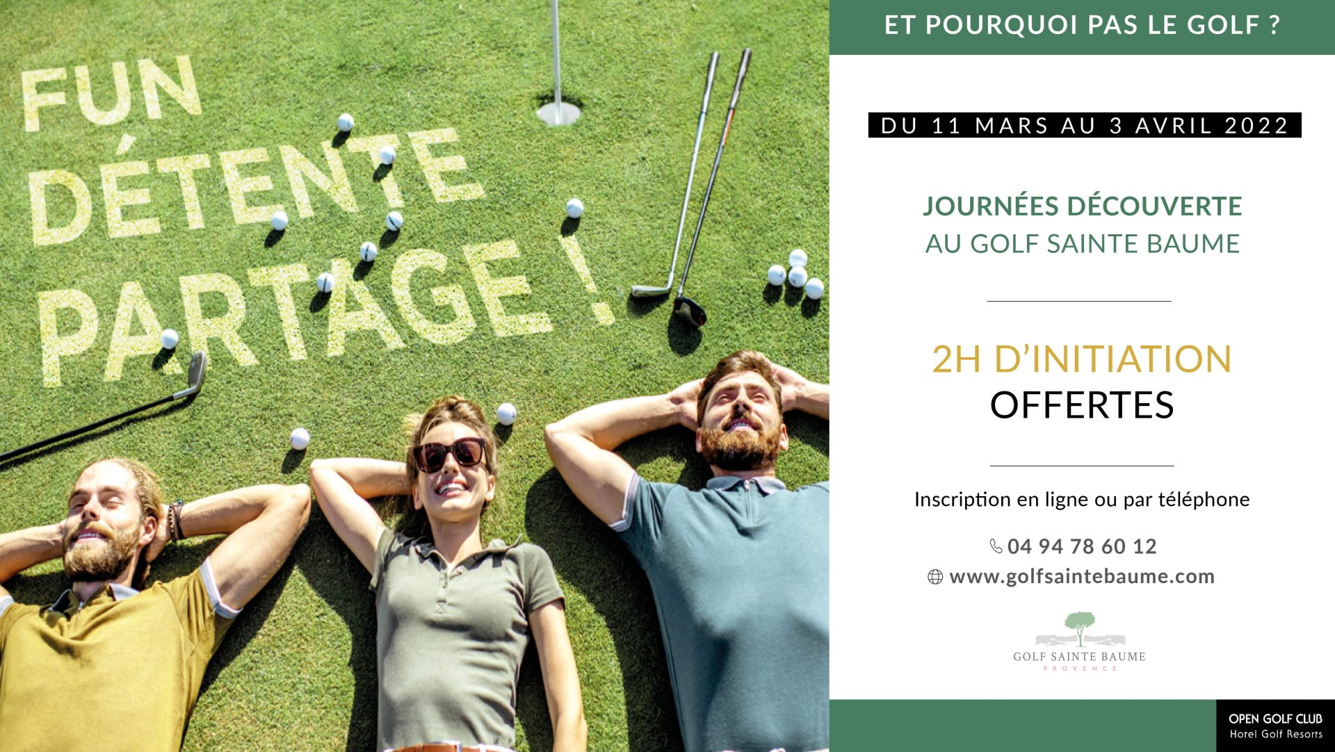 Journée découverte Golf Sainte Baume - tester le golf gratuitement